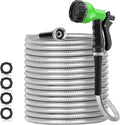SPECILITE 150ft 304 Stainless Steel Garden Hose Metal, Heavy Duty Water Pipe with Nozzles for Yard, Outdoor - Flexible, Never Kink & Tangle, Puncture Resistant (Sliver)