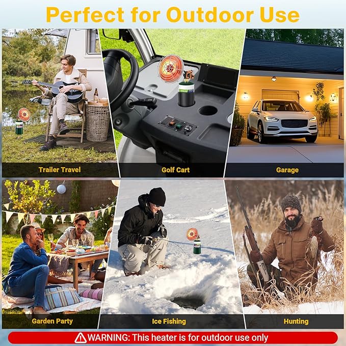 Golf Cart Heater,9,200BTU Portable Propane Heater with Self Ignitor,with Golf Cart Cup Holder for EZGO Yamaha Club Car,Most Golf Cart(Fuel Cylinder not included)