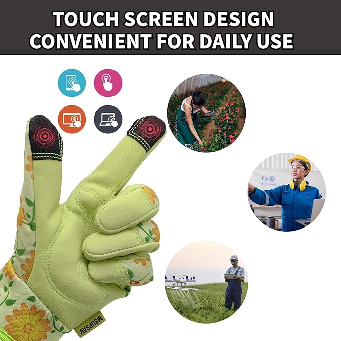 Thorn Proof&Puncture Resistant Gardening Gloves with Grip,Garden Glove for Women, Leather Yard Work Gifts