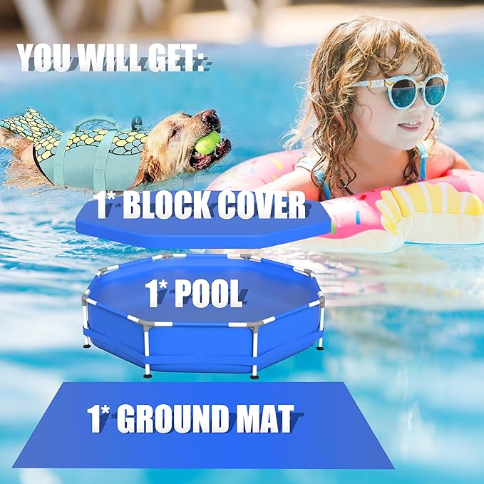 Above Ground Pool,PE Frame Deep Swimming Pool, Family Pool,Large Above Ground Pool Easy Set, Outdoor Backyard Pool for Kids, Adults,Dog 12ft x 30inch