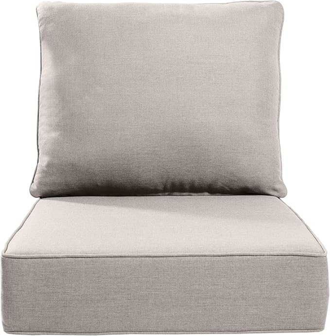 Luxury 24x24x6 Inch Outdoor Cushions - Water&UV&Fade Resistant 1 Set Zippered Patio Chair Back&Seat Cushion for Rattan Dining Rocking Swivel Chairs Loveseat Couch Sectional Sofa - Beige