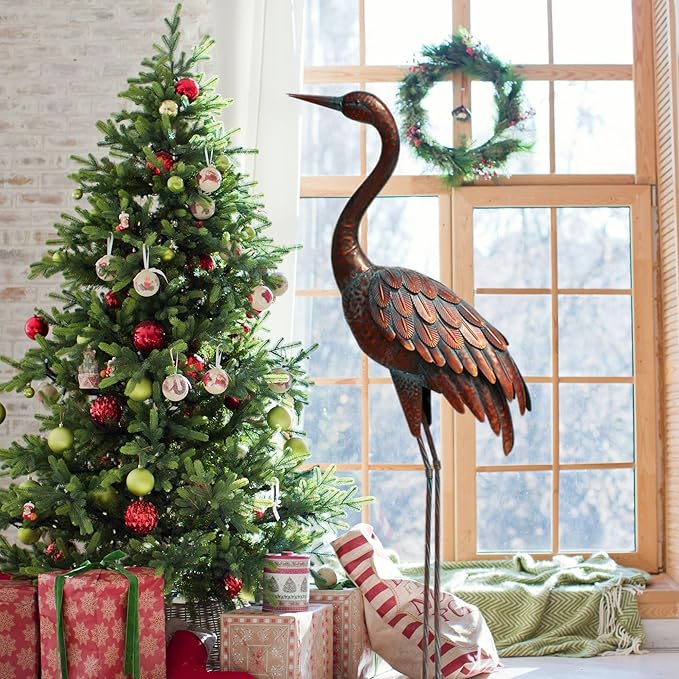chisheen Outdoor Garden Crane Statues and Sculptures Metal Yard Art Statue for Garden Decoration Large Size