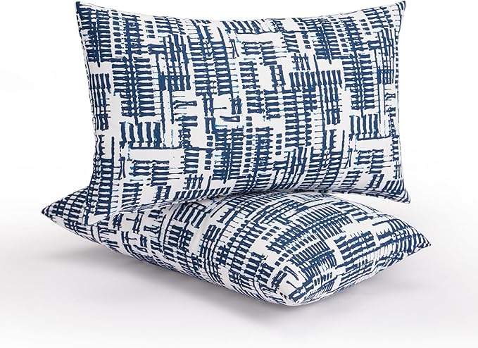 Outdoor Lumbar Pillows Waterproof Covers 2 Pack 12×20 Inch, Decorative Toss Pillows Covers, Rain-Proof, Fade Resistant for Patio Furniture, Sofa, Couch, Garden