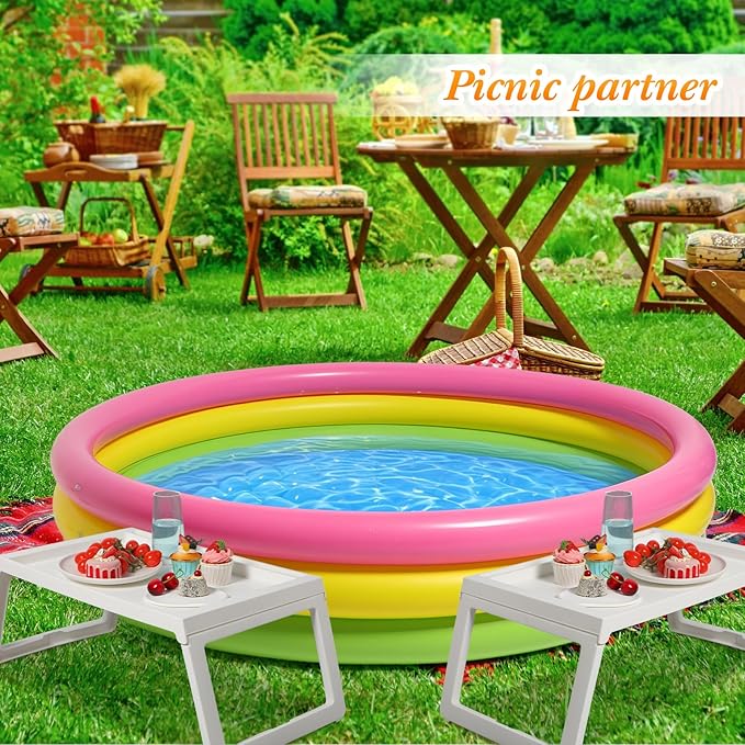 13 Pcs Outdoor Movie Night Inflatable Swimming Pool 51in x 13in Colorful Blow up Pools with Foldable Portable Serving Tray Table and Pump for Birthday Party Activities (60 x 13 Inch)