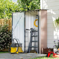 Aoxun 30x21 in Outdoor Storage Cabinet Metal Garden Shed, Indoor& Outdoor Waterproof Vertical Storage Shed for Patio Garden, Garage, Porch (Brown, 22 Cu.Ft)