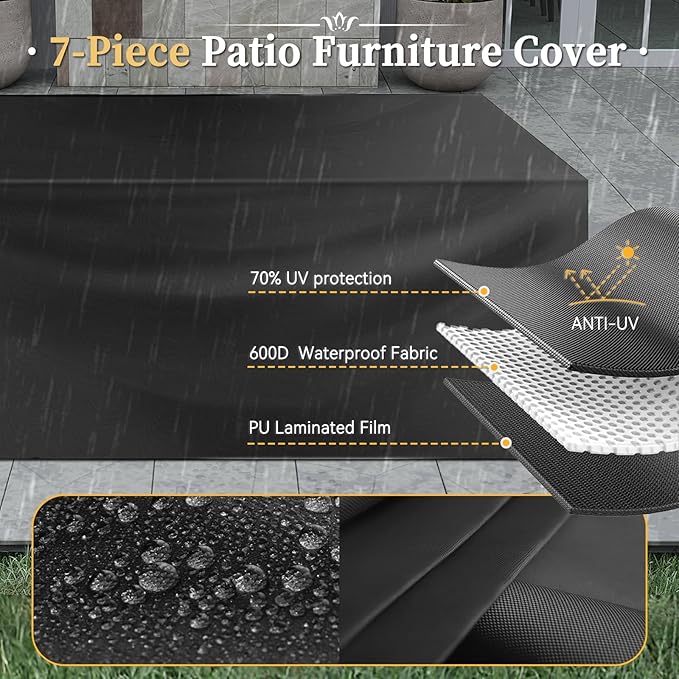 Aoxun 14 Piece Patio Furniture Set Wicker Rattan Patio Conversation Set Outdoor Sectional Sofa Set with Coffee Table and Thickened Cushions, Beige(Waterproof Cover Included)