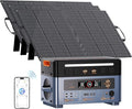 OSCAL 2400W Solar Power Station with 3x100W Solar Panels PowerMax 2400, 1872Wh Battery Generator with 4 AC Outlets (5000W Peak), 1.45H Full Charging, APP Control Battery Backup for Home, RV