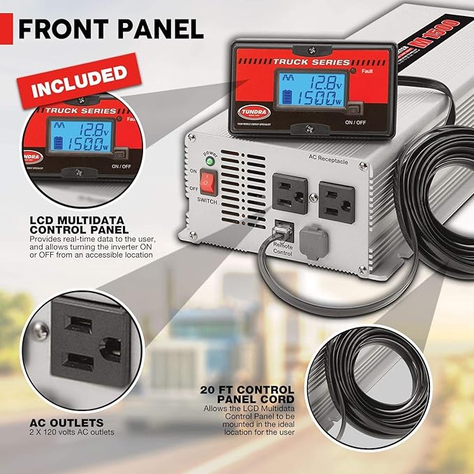 Tundra M Series - Truck Power Inverter - Modified Sine Wave 2000W / 12 Volts DC to 120 Volts AC - M2000