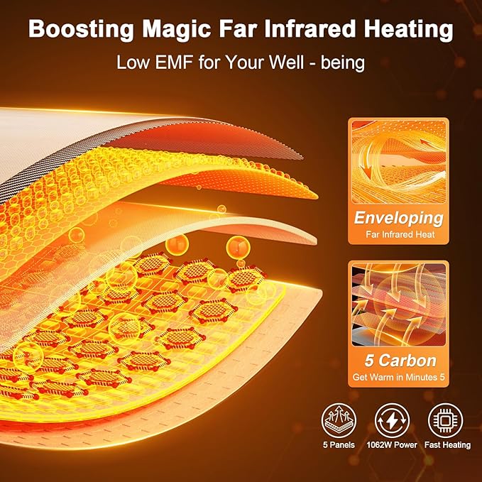 Upgraded Backrest 1 Person Sauna Infrared Sauna with Red Light Therapy, Dry Sauna Indoor Wood Sauna for Home, Hemlock Low EMF Far Infrared Sauna with Integrated Speakers, Reading Lamp