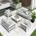 Solaste Aluminum Patio Furniture Set for All Weather, Oversized Metal Outdoor Furniture Set with 27.5" Deep Seating and 3.2" Wide Armrest, Outdoor Patio Conversation Set with 5" Cushion, White