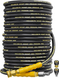 4200PSI Pressure Washer Hose 125FT with 3/8" Swivel Quick Connect for Cold/Hot Water, Kink Resistant Steel Wire Braided, Wear Resistant Power Washer Hose with 2 M22 14mm Adapter Set