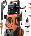 2025Upgraded Pressure Washer 5000PSI with Adjustable Touch Screen 8 Level, 34" Tall, 4 Quick Connect Nozzles,Inlet Hose&Filter&500mlFoam Cannon for Cars/Fences/Driveways/Home Cleaning,Red