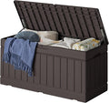 78 Gallon Deck Box Outdoor Indoor Waterproof Storage Box for Patio Furniture, Pool Accessories, Garden Tools, and Cushion Storage, Brown
