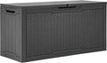 YITAHOME 80 Gallon Outdoor Storage Box, Large Water Resistant Resin Deck Box, Indoor Outdoor Lockable Rattan Storage Container for Patio, Garden, Cushions, Tools, Equipment (Dark Gray)