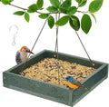 Kingsyard Platform Mealworm Bird Feeder for Outside, Recycled Plastic Hanging Tray Bird Feeders with Large Capacity 3.5 lbs, Premium Quality & Durable, Great for Attracting Wild Birds, Green