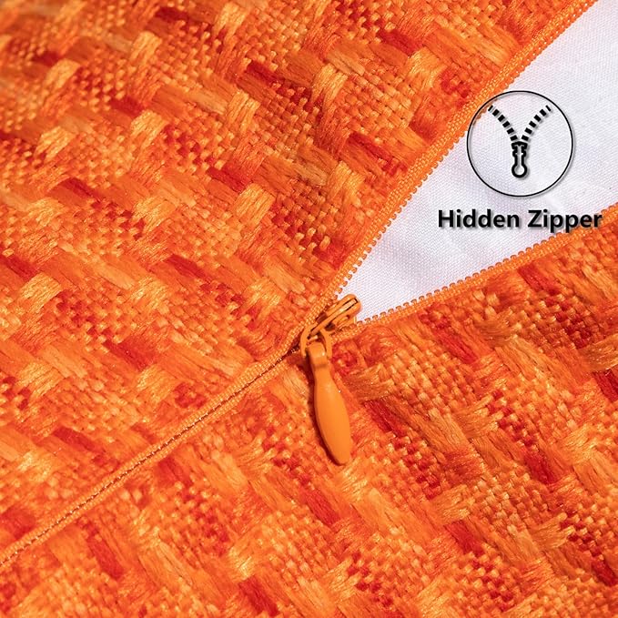 Kevin Textile Fall Outdoor Waterproof Throw Pillow Covers Pack of 2 Farmhouse Decorative Cushion Covers for Garden Patio Tent Balcony Bench Couch Sofa 12x20 Inch, Orange