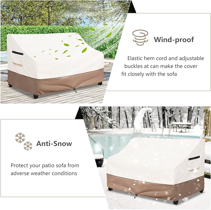 Outdoor Couch Cover Waterproof Patio Furniture Covers, 79 Inches Outdoor Sofa Cover, Furniture Covers for Patio Seating (Beige)