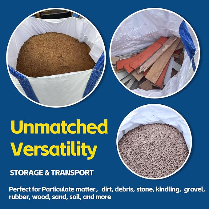 2 Packs FIBC Bulk Bags,Holds up to 4400 lbs Construction Bags Heavy Duty,210-Gallon Woven Polypropylene Dumpster Bag for Industry Agriculture and Construction,Sealable Top