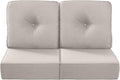 Luxury 22x24/22x25 6-Inch Outdoor Seat Cushions - Set of 2 Water Repellent Patio Chair Seat Comfortable Cushion for Rattan Dining Rocker Glider Chairs Loveseat Couch Sectional Sofa - Beige