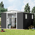 10FT x 8FT Outdoor Storage, Metal Anti-Corrosion Utility Tool House with Lockable Door & Shutter Vents，Outdoor Waterproof Garden Tool Storage Sheds