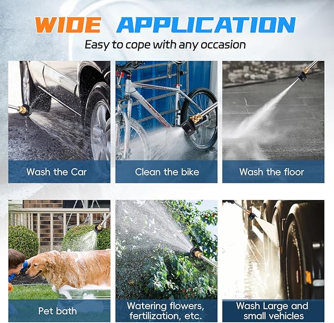 Cordless Pressure Washer, 900PSI Battery Powered with Foam Cannon, 6-in-1 Nozzle, Portable Power Washer for Car, Patio, Home & Garden Cleaning