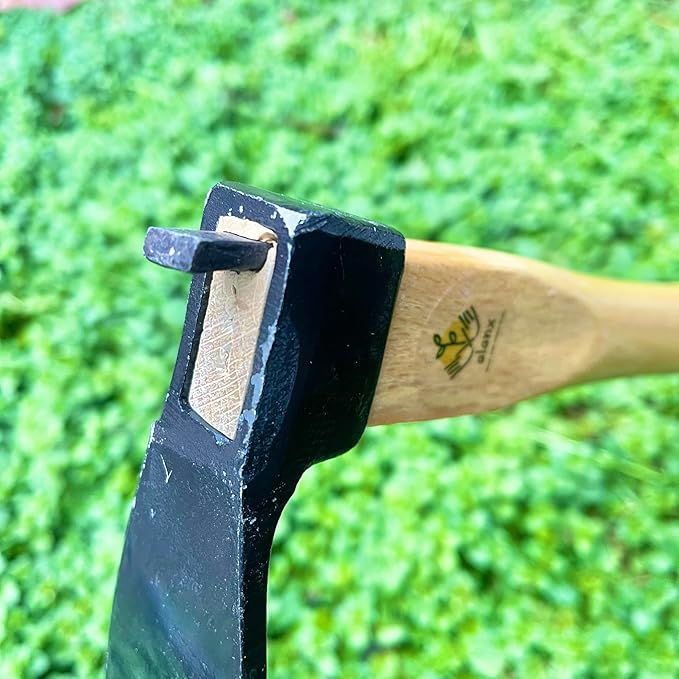 14 Inch Heavy Duty Wide Hoe, Japanese Carbon Steel with Oak Wooden Handle, Without Welding, Garden Tool for Digging, Weeding, and Planting