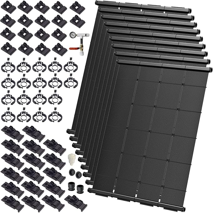 Industrial Grade Solar Pool Heater DIY Kit - Superior High-Wind Strapless Mounting System & Maximum Freeze Resistance (9-4'x10.5' / 378 Square Feet)