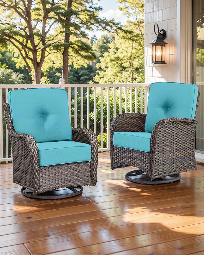 Luxury 22x24/22x25 6-Inch Outdoor Deep Seat Cushions Set of 6 - Comfortable Patio Zipper Chair Cushion for Wicker Wicker Rocking Gilider Loveseat Couch Sectional Sofa - Turquoise