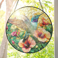 FLAGWIX Christmas Hummingbird Gifts for Women Men - Stained Glass Window Hanging 10 in - Sun Catchers Indoor Window for Home Decor, Hibiscus Hummingbird Suncatcher, Christmas Decorations