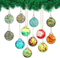12 Pcs 2.3 Inch Christmas Ball Ornaments Hand Blown Glass Ornaments for Christmas Tree Gazing Balls Friendship Witch Balls