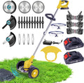 Weed Wacker Cordless Adjustable Weed Eaters 3 in 1 Electric String Trimmer Lawn with Two Battery with Charger Comes with Multiple Blades for Yard,Green,Garden(Yellow)