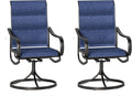 Sophia & William Outdoor Patio Chairs Set of 2, Swivel Patio Chair with Padded Textilene and Black Metal Frame, Good for Lawn Yard Garden All Weather (Blue)