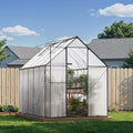 6X10 FT Greenhouse for Outdoors, Heavy Duty Polycarbonate Greenhouses, Large Walk-in Greenhouse with Roof Vent, Aluminum Hot House for Garden & Backyard