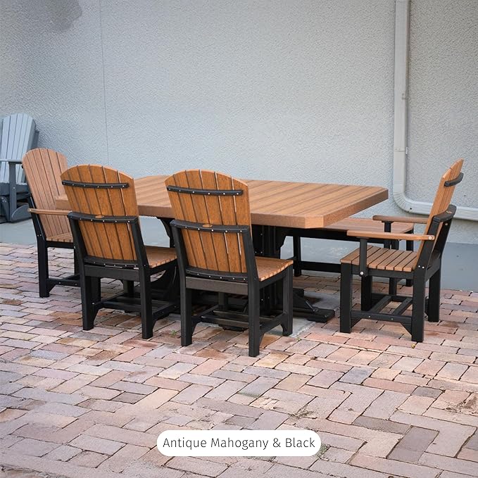 LuxCraft Poly 4' x 6' Rectangular Dining Table, 36.25" Height, Outdoor Patio Table, Made with Recycled Plastics, Made in USA (Weatherwood & Black)