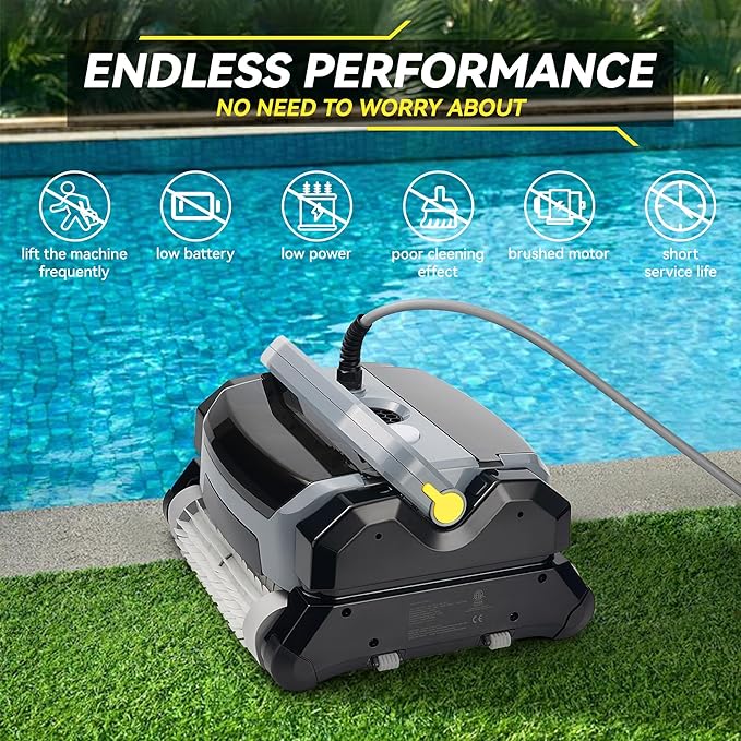Fully Automatic Robot Swimming Pool Vacuum Cleaner, with Wall-Climbing Function, 360 Degree Kink Free Patented Technology, Swimming Pool Cleaning Robot, Large Filter Installed On The Top,82 Ft
