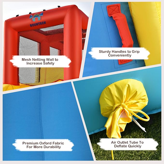 BOUNTECH Inflatable Water Slide, Dual Slides Kids Water Slide Park Jump Bouncy Castle w/2 Swimming Rings, Blower, Large Splash Pool, Backyard Outdoor Blow up Water Slides Inflatables for Big Kids