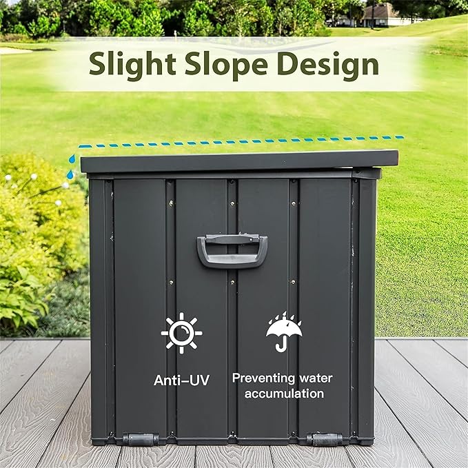 Heavy-Duty Outdoor Metal Storage Box Dark Gray Lockable Water-Resistant Deck Box for Patio Garden Tools Organization Rust-Resistant Outside Storage Box (120 Gallon)