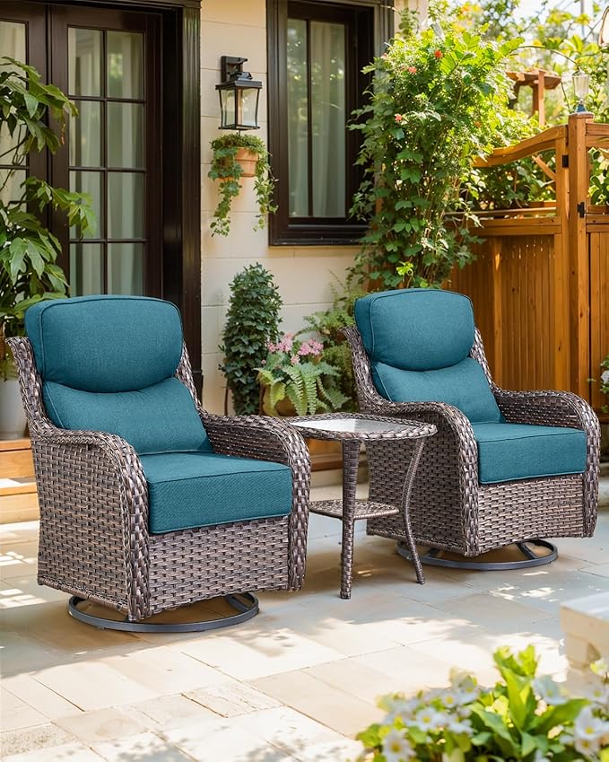 Luxury 24x24x6 Inch Smile Outdoor Cushions for Patio 5 Piece Set - Set of 5 Zippered Outside Pillows for Wicker Dining Rocking Gliders Loveseat Couch Sectional Sofa - Peacock Blue