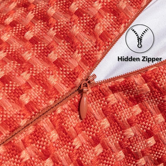 Kevin Textile Outdoor Waterproof Throw Pillow Covers Pack of 2 Farmhouse Decorative Cushion Covers for Garden Patio Tent Balcony Bench Couch Sofa 20x20 Inch, Red