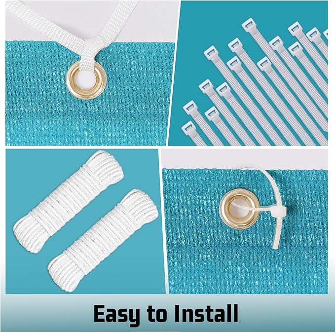 SUNNY GUARD Shade Cloth Custom Size 11x23 FT Sun Shade Screen Fabric Shade Cover Tarp with Grommets for Pergola Backyard Garden, Turquoise(We Customized)