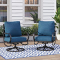MFSTUDIO Metal Patio Conversation Sets, Outdoor Furniture Sofas Set of 2, 2 Pieces Durable Steel Frame Patio Swivel Chairs with 5.8" Peacock Blue Cushions for Patio Garden Backyard Balcony