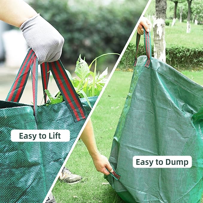 2-Pack 72 Gallons Leaf Bags, Reusable Yard Waste Bags, Heavy Duty Upright Lawn Bags with 4 Handles for Garden Leaves and Waste Collection, Lightweight Portable Yard Trash Bag
