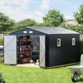 10x10 FT Outdoor Metal Storage Shed, Double Swing Doors, 2 Clear Windows,Tool Shed for Garden, Patio, Backyard Nightblue