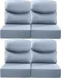 Luxury 22x24/22x25 6-Inch Smile Patio Dining Chair Cushions Set of 4 - Heavy Duty Water Slashproof Outdoor Seat Cushion for Outside Furniture Swivel Chairs Loveseat L-Shape Sofa - Baby Blue