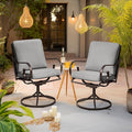 MELLCOM Patio Swivel Chair Set of 2, Heavy Duty Outdoor Dining Chairs with Thickened Cushions, Metal Patio Chairs Gentle Rocker for Outside, Garden Lawn & Porch, Backyard, Grey