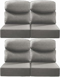 Luxury 22x24/22x25 6-Inch Smile Patio Dining Chair Cushions Set of 4 - Heavy Duty Water Slashproof Outdoor Seat Cushion for Outside Furniture Set Swivel Chairs Loveseat L-Shape Sofa - Grey