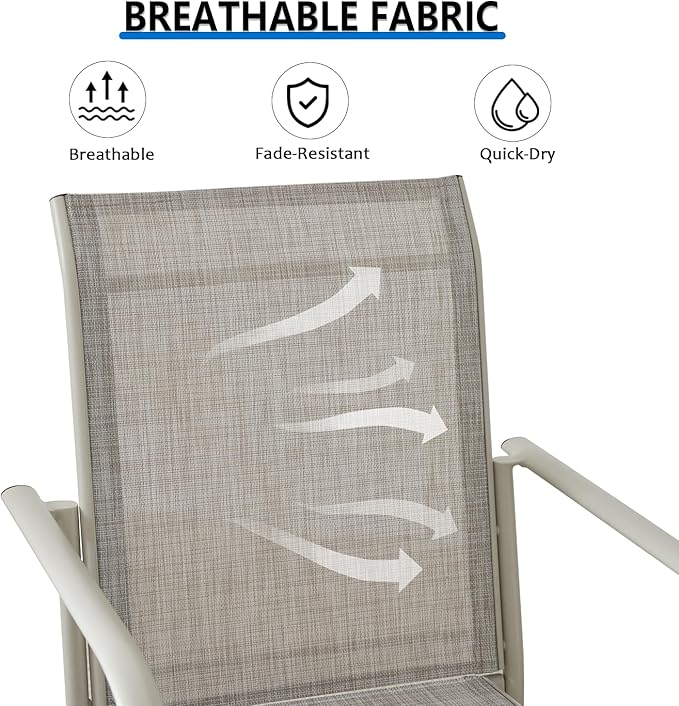 Outdoor Dining Chairs Set of 6, Stackable Patio Chairs with Textilene Fabric, Lightweight Garden Chairs for Poolside, Backyard, Camping, Grey