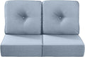 Luxury 22x24/22x25 6-Inch Outdoor Seat Cushions - Set of 2 Water Repellent Patio Chair Comfortable Cushion for Rattan Dining Rocker Glider Chairs Loveseat Couch Sectional Sofa - Baby Blue