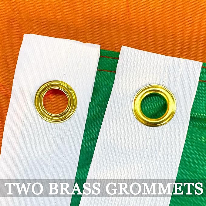 Double Sided Irish Flag 3x5 Outdoor Heavy Duty- 3Ply 240D 4 Rows Stitched- Ireland 3x5 Flag- UV Fade Resistant With Canvas Header & 2 Brass Grommets