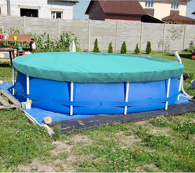 ECOOPTS 11 ft Round Pool Cover for Above Ground Pools, Swimming Pool Cover Protector Winter Safety Cover (Turquoise)